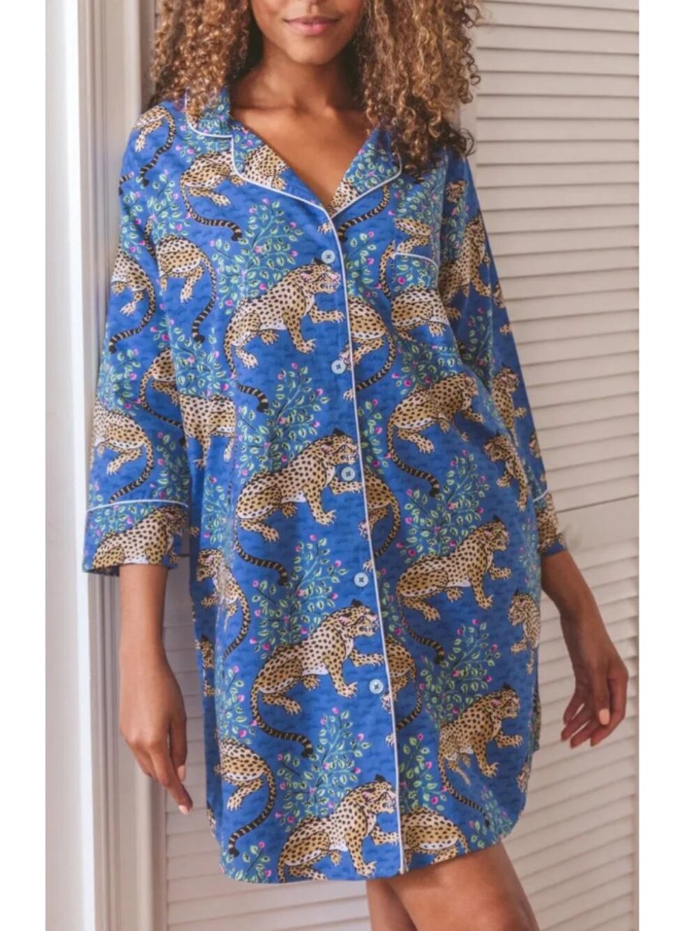 PRINTFRESH Sleep Shirt In Bagheera Indigo M $128